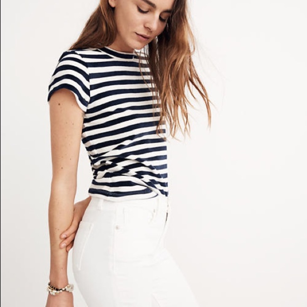 MADEWELL NWT Velour Crewneck Tee in Meg Stripe